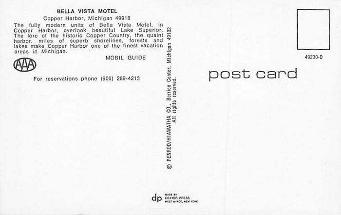 Bella Vista Motel - Postcard Back